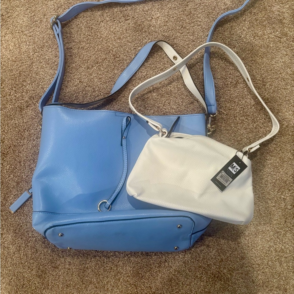 Blue and White Women's Bag Set